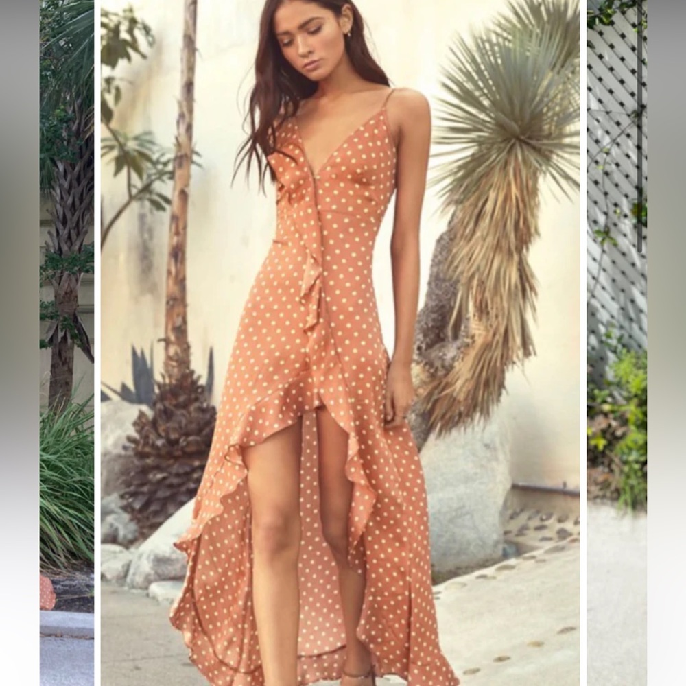 Vici Polka Dot Ruffle Maxi Dress